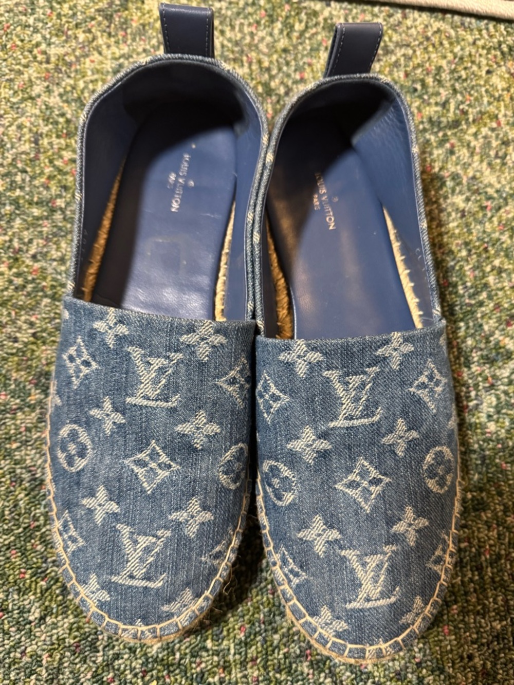 Louis Vuitton Brown and Blue Monogram Espadrille Flats